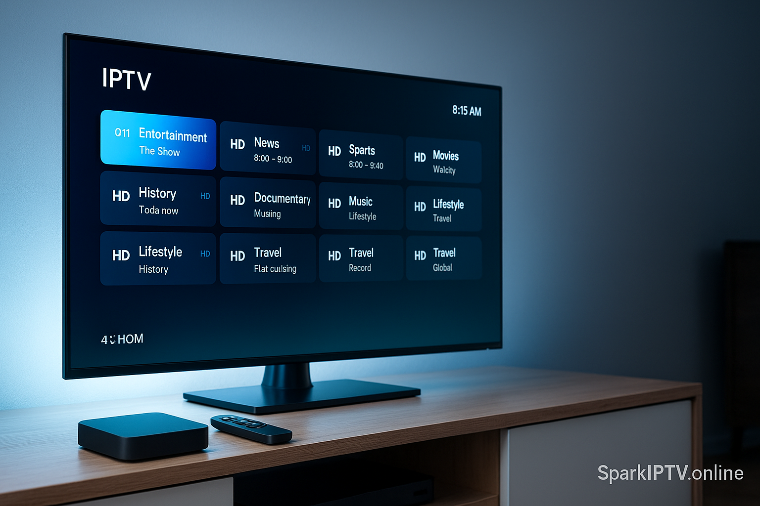 Which is best streaming device for TV for IPTV – smart TV showing IPTV guide and streaming device setup